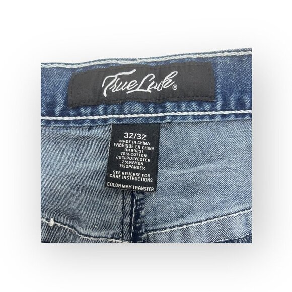 TRUE LUCK Men's Jeans Size 32 x 32  Bootcut Medium to Light Wash FLAWS - Picture 11 of 11